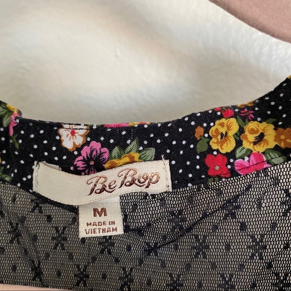 Black & White Polka Dot Floral Mesh Dress - Picture 6 of 10